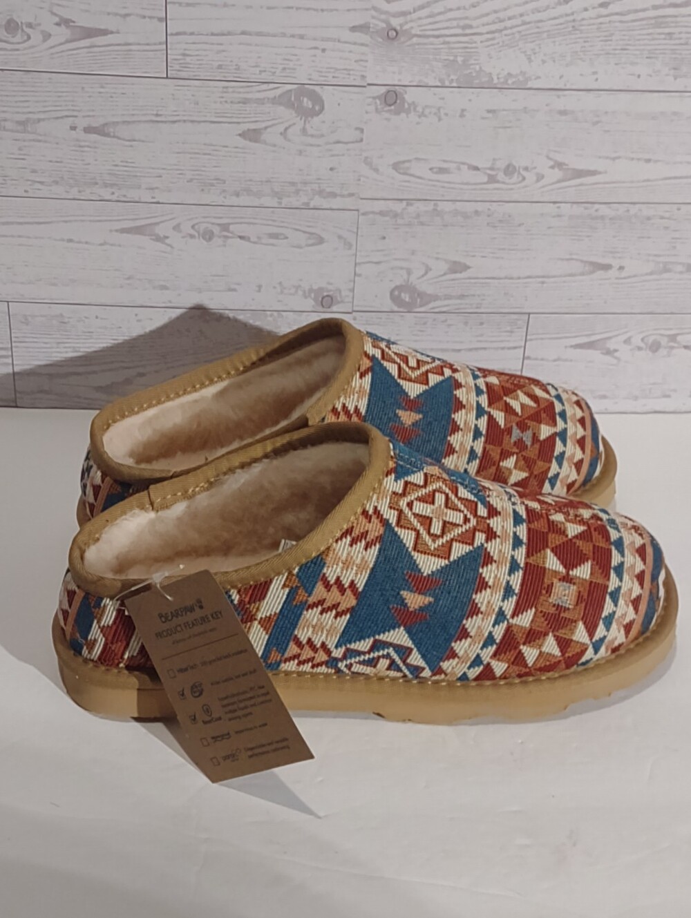 BEARPAW Women's Tabitha Calico Textile Clog Slippers Size 11